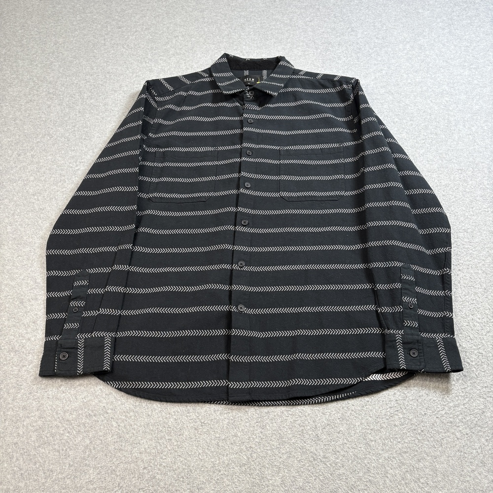 Neuw Shirt Men XL Black White Chevron Pattern Button Shacket Streetwear Heritage